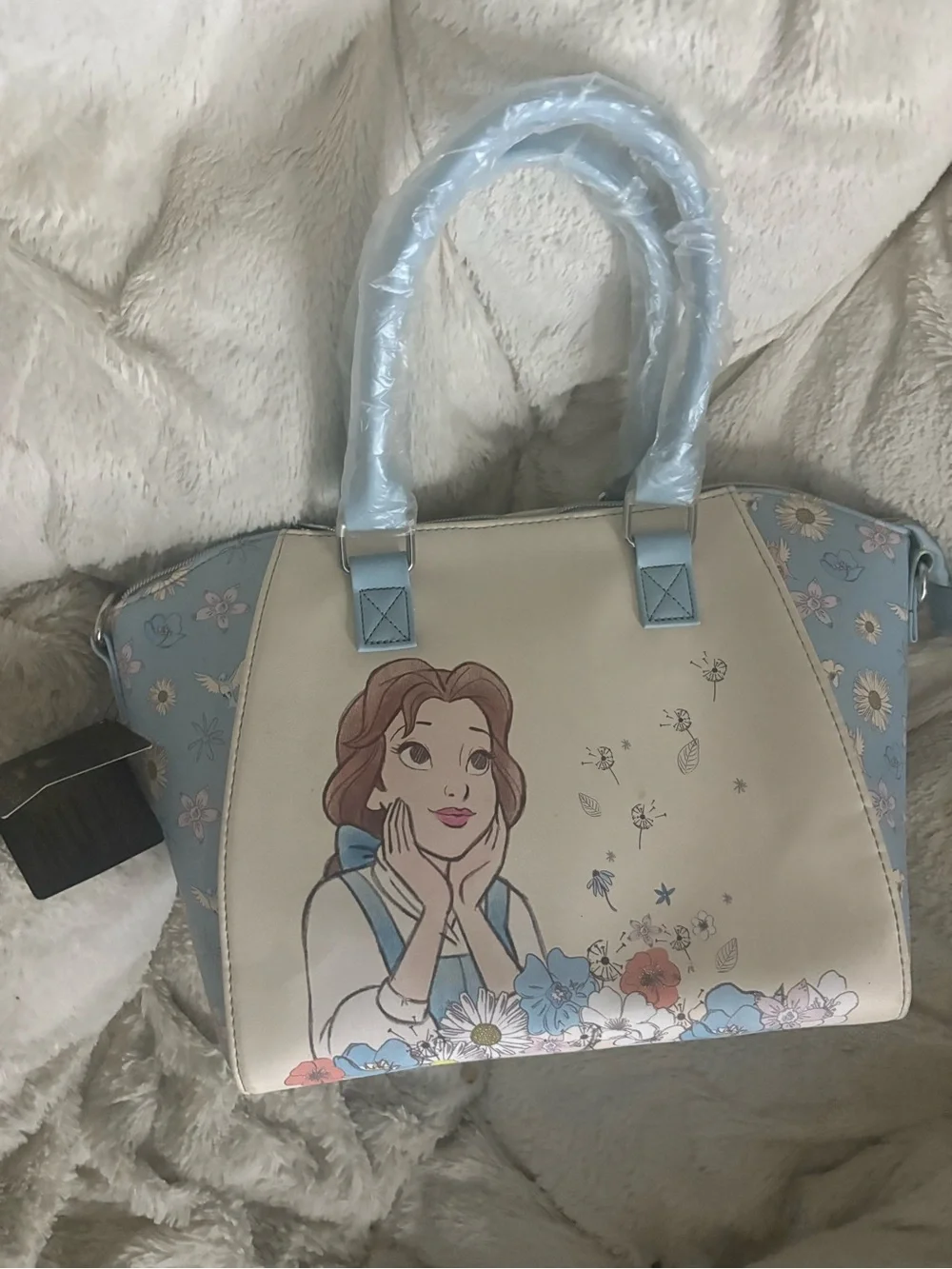 Disney Belle Floral Print Blue & Cream Tote Bag